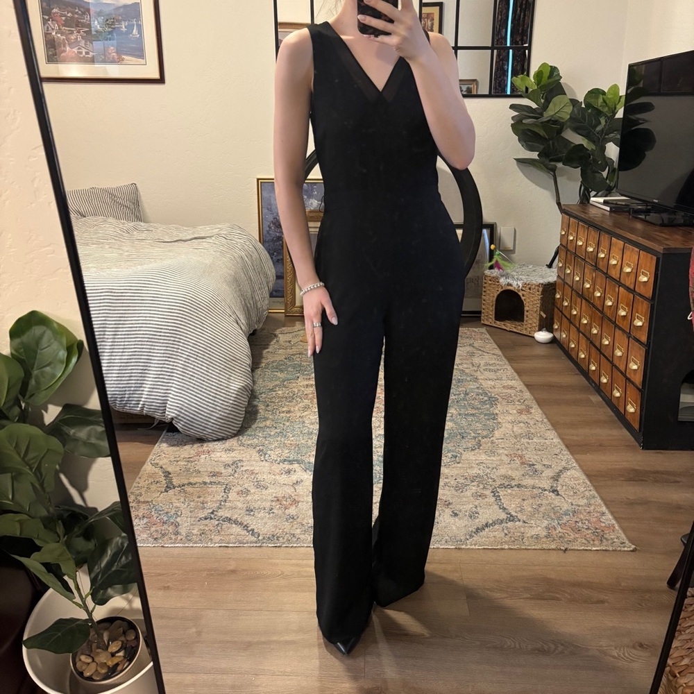 Banana republic black tank top jumpsuit one piece business casual trousers